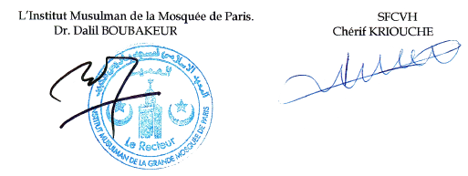 Signatures Dr Dalil boubakeur & Mr Chérif KRIOUCHE